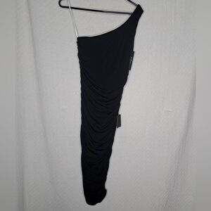 Lulu's Elegant Black One-Shoulder Dress